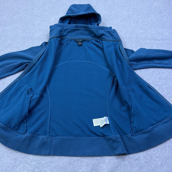 Athleta Triumph Hoodie Women's‎ Medium Blue Fitted Full Zip Funnel Thumbholes - Picture 2 of 11